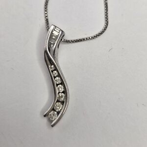 Affinity Diamonds Channel Set Pendant with Chain 18” ChainStamped .925 Italy